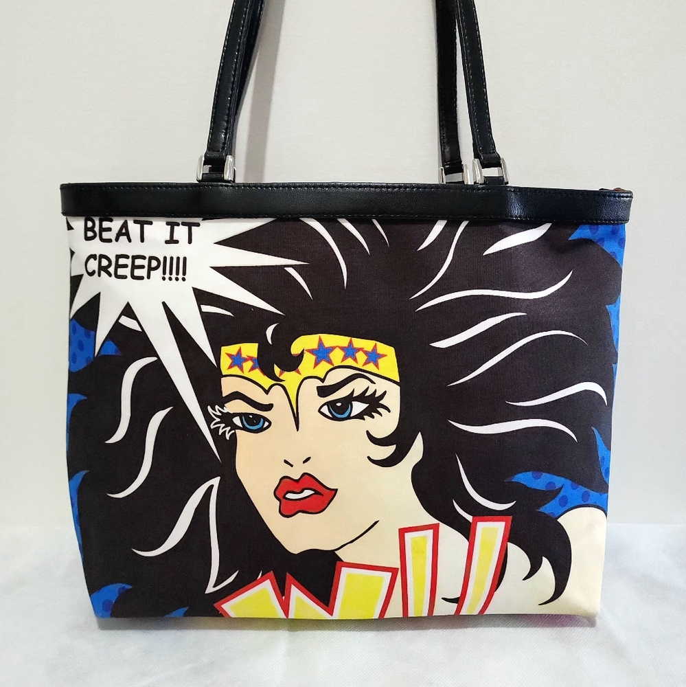 Isabella Fiore Wonder Woman Pop Art Tote BEAT IT CREEP! Comic Style Bag
